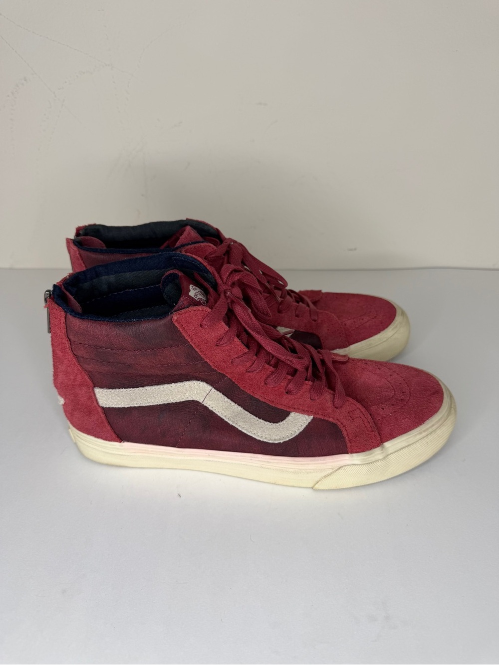 Vans Sk8-HI Zip DX Red Leather Shoes Men’s Size 42 US 9 Skateboarding Sneakers